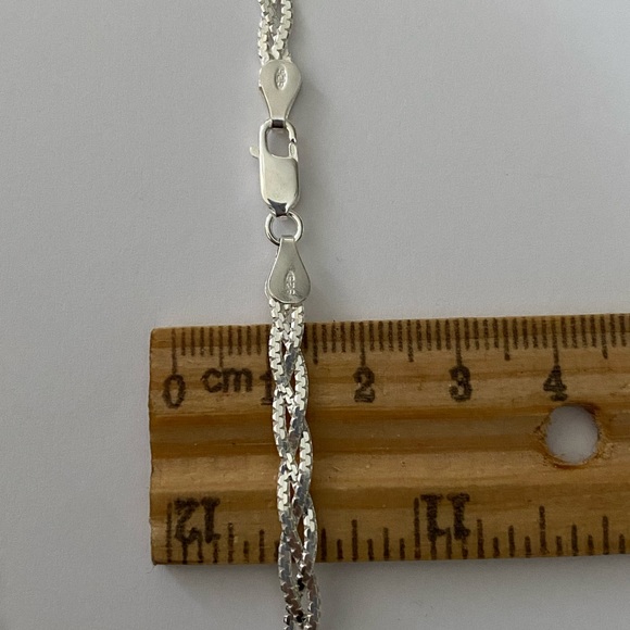 925 silver necklace 4mm wide 18 inches braid braided chain - Picture 4 of 5
